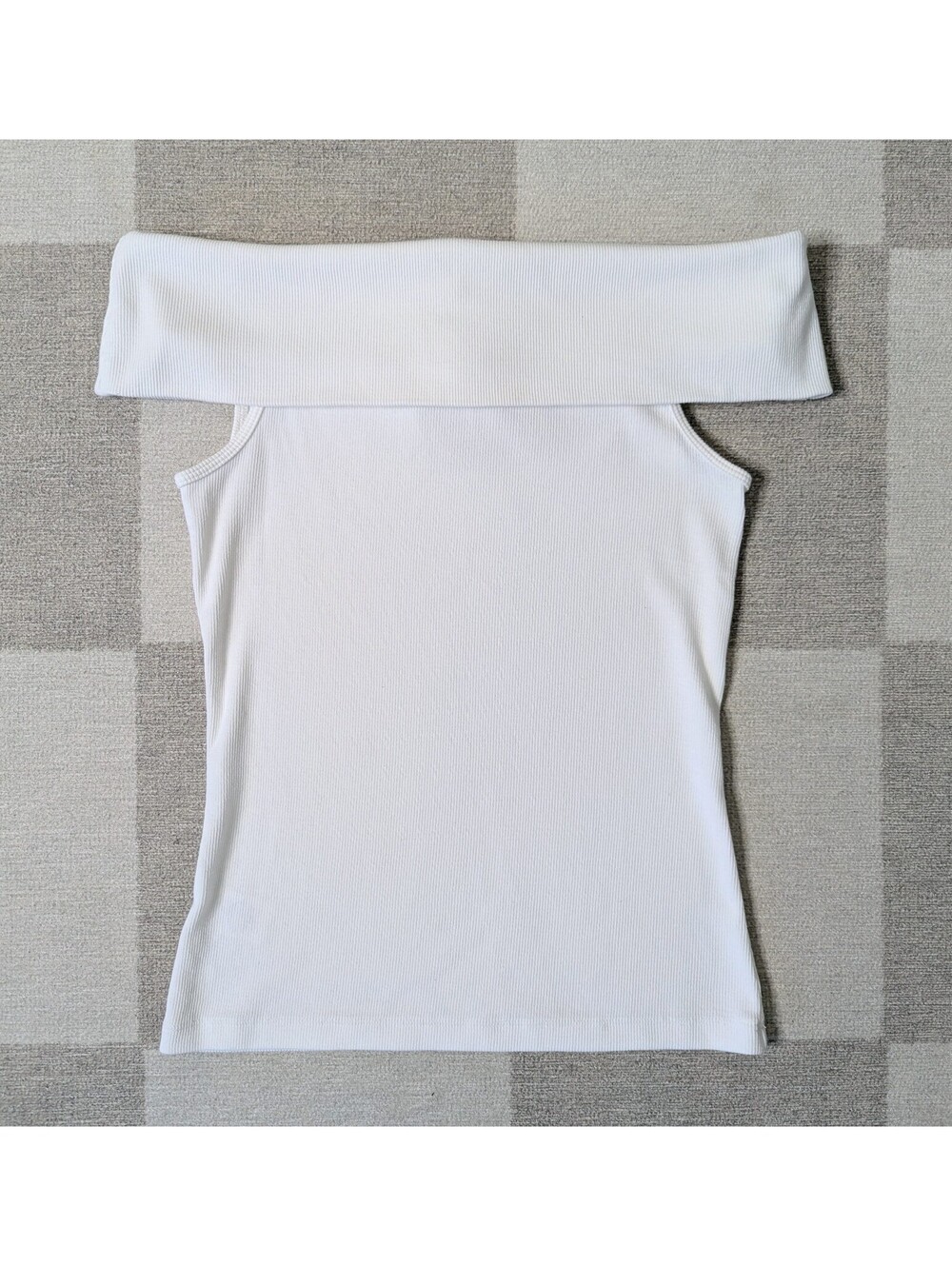 LOFT ribbed foldover off the shoulder stretch tank top